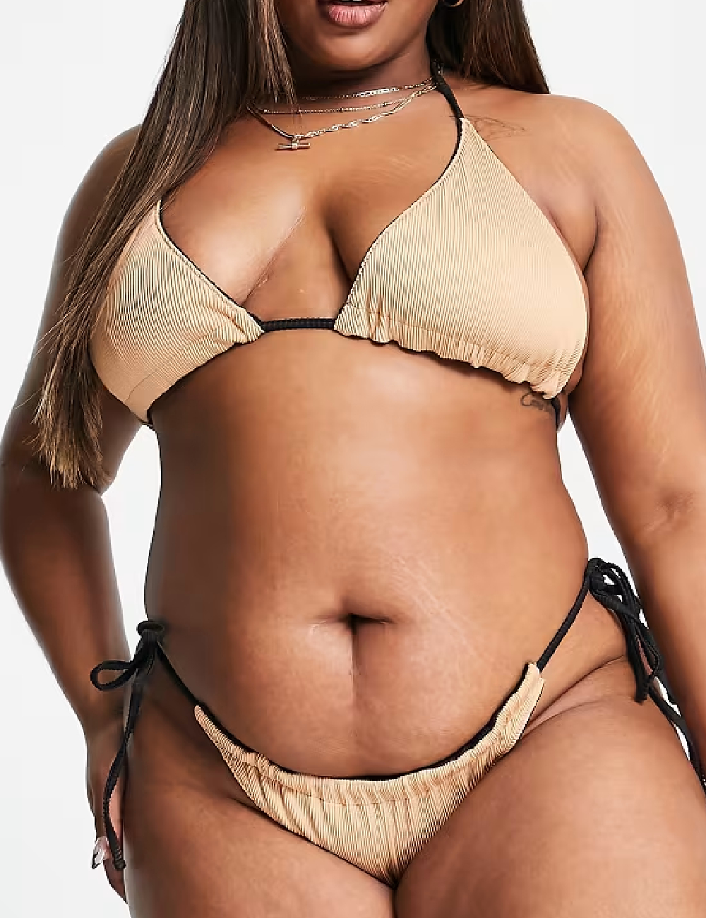 Chilot de  baie We Are We Wear Plus Size, crem/negru