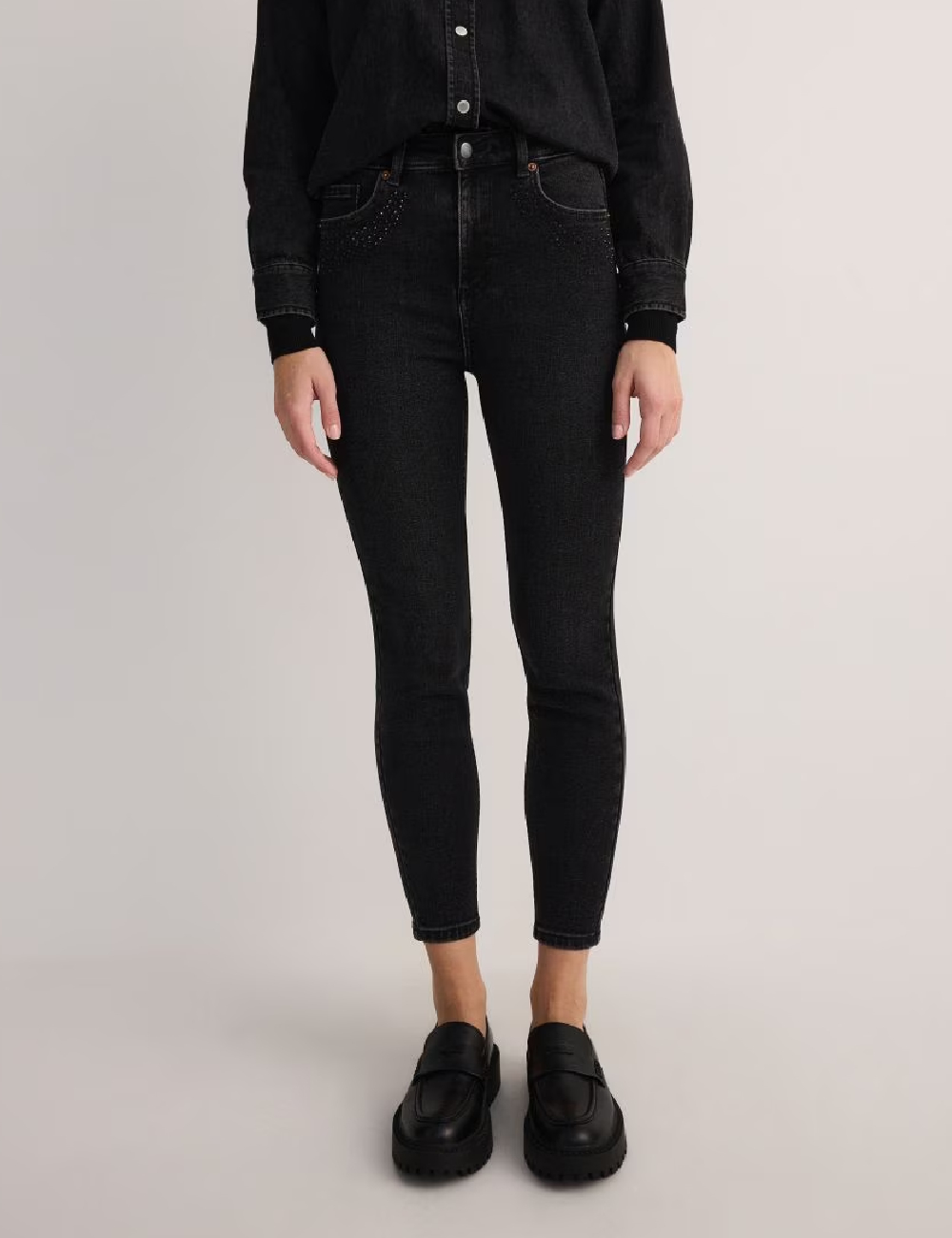 Blugi Reserved, negru - 1 | YEO