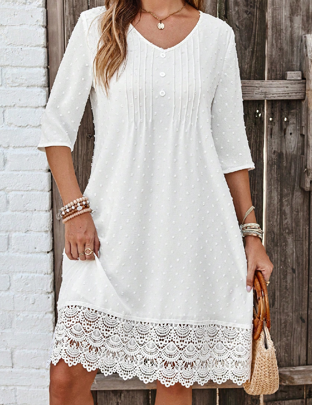 Rochie scurta Emery Rose, alb