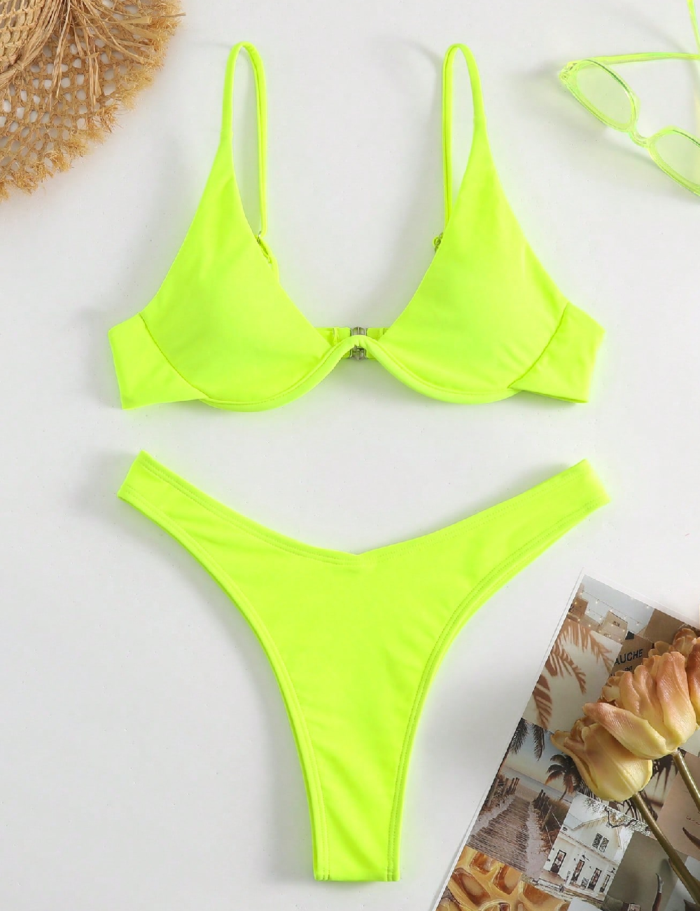 Costum de baie SHEIN, verde neon