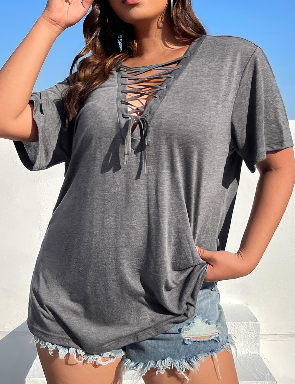 Tricou SHEIN CURVE, gri