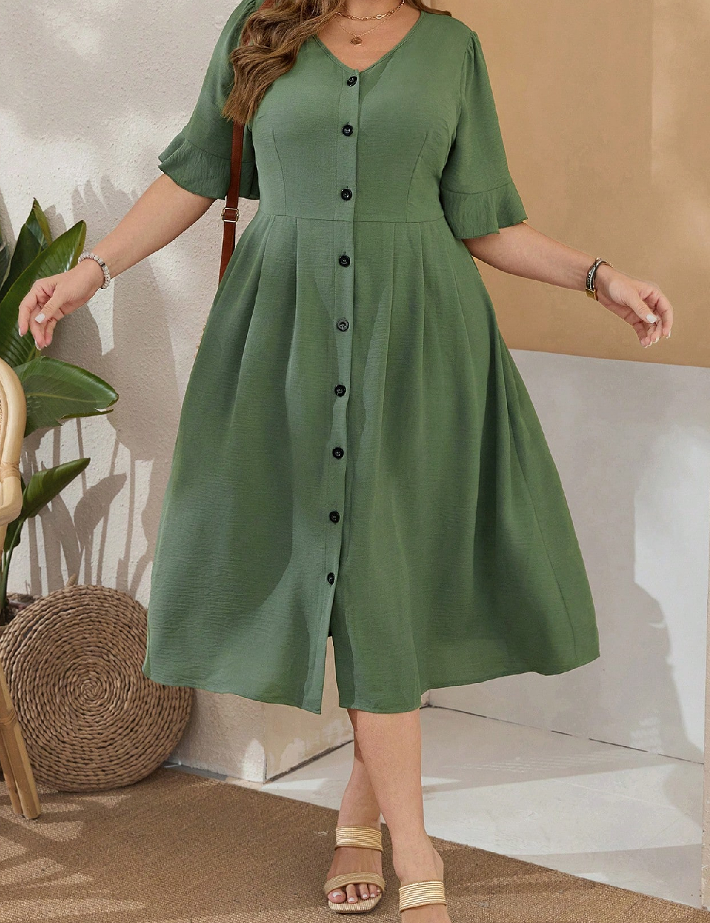 Rochie medie SHEIN CURVE, verde
