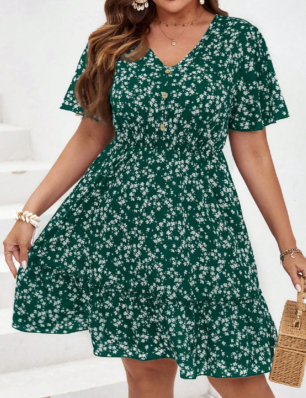 Rochie scurta SHEIN CURVE, verde