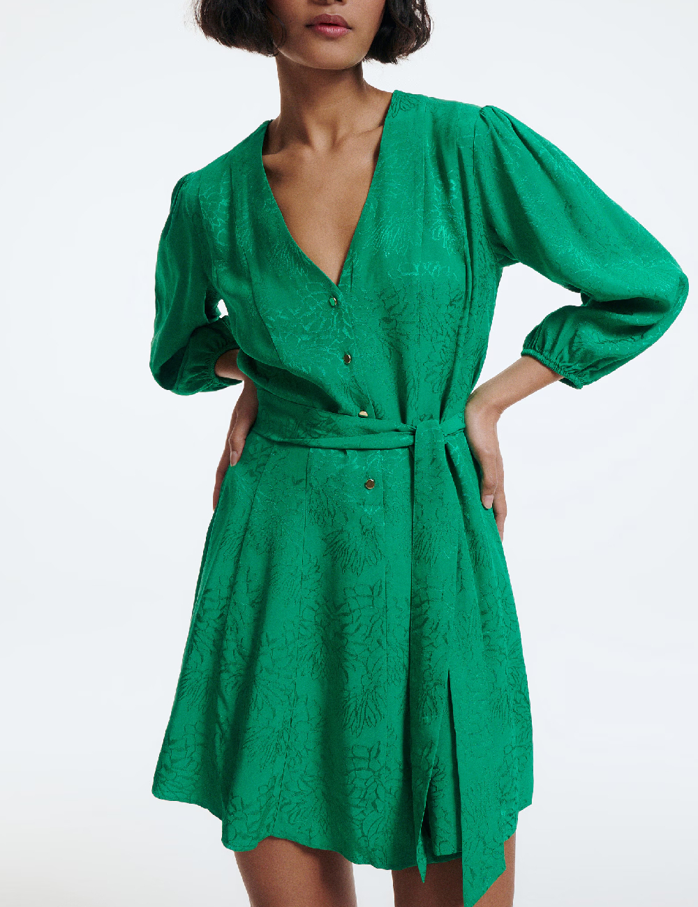Rochie scurta Reserved, verde - 1 | YEO