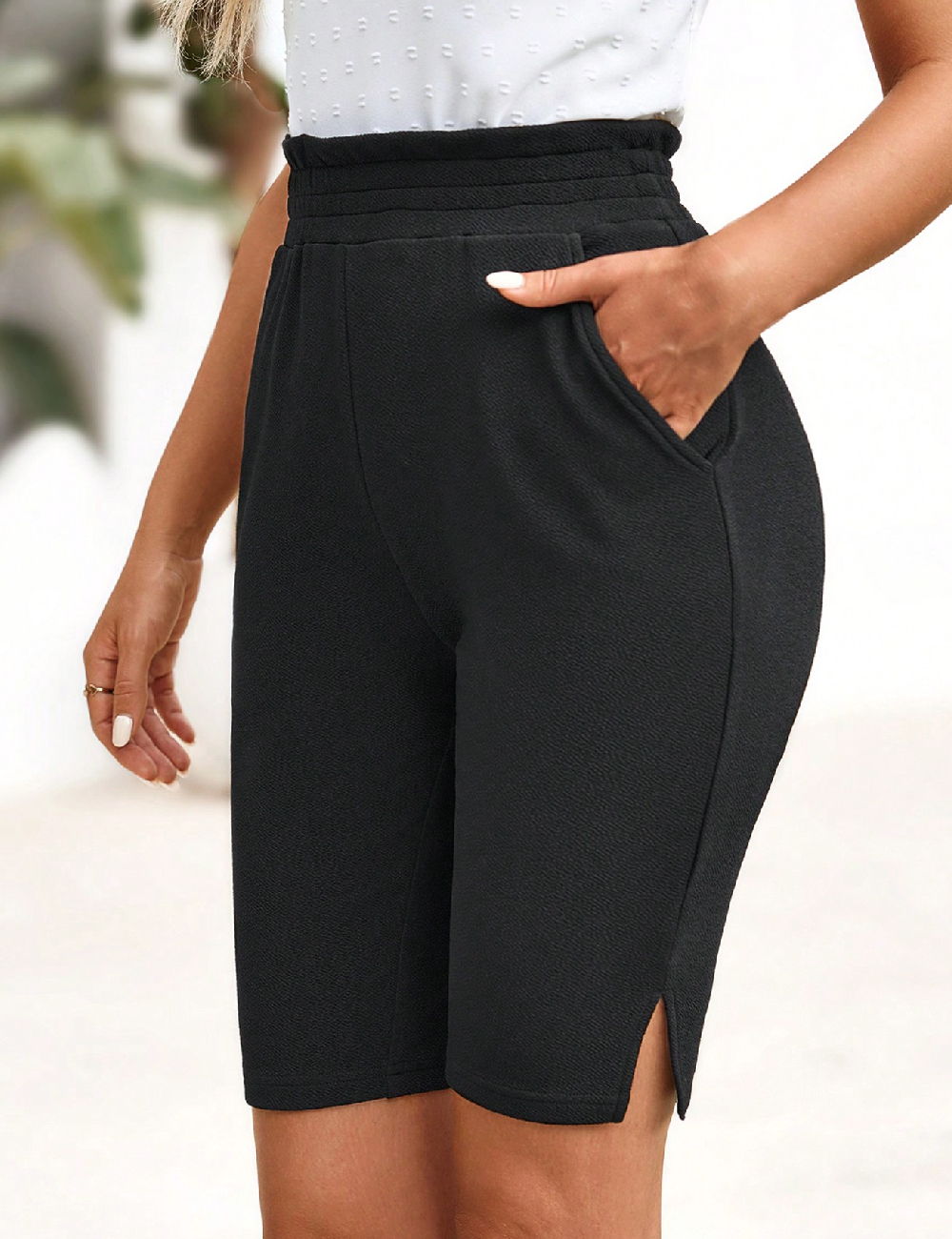 Pantaloni scurti Emery Rose, negru - 1 | YEO