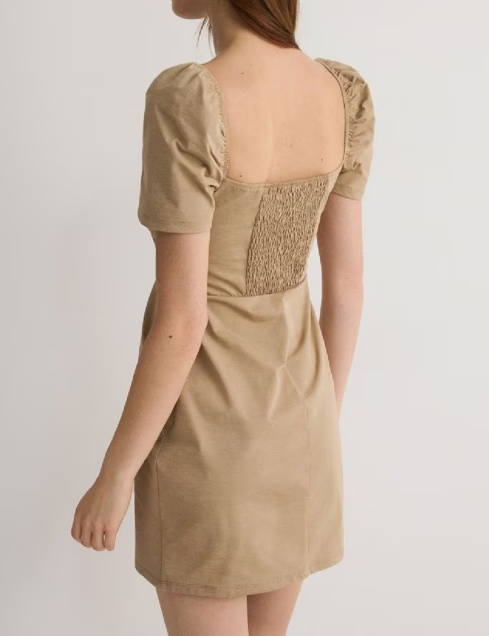 Rochie scurta Reserved, maro deschis - 1 | YEO