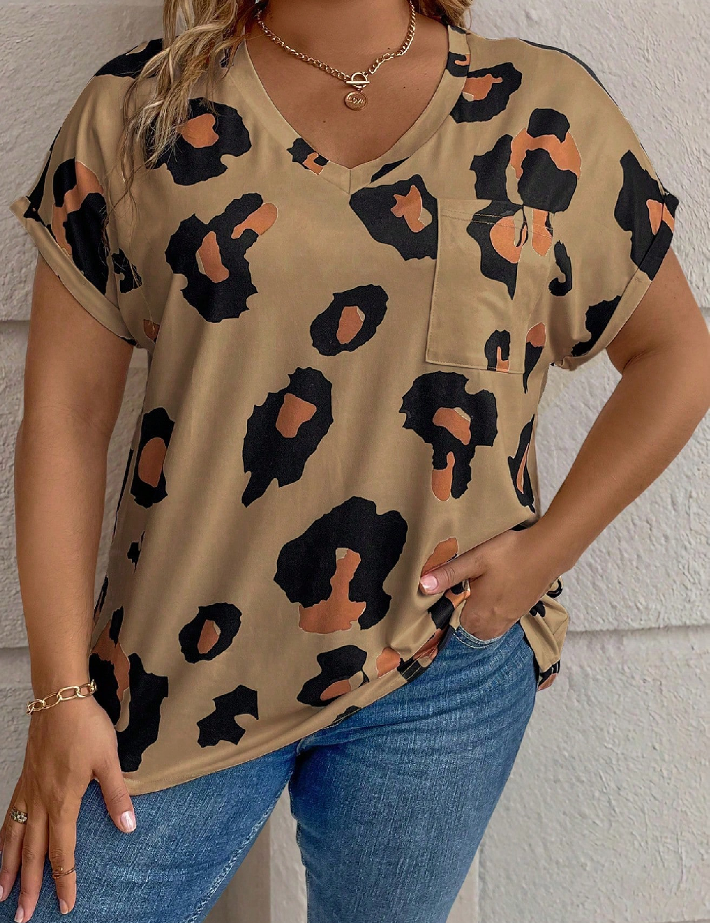 Tricou SHEIN CURVE, maro