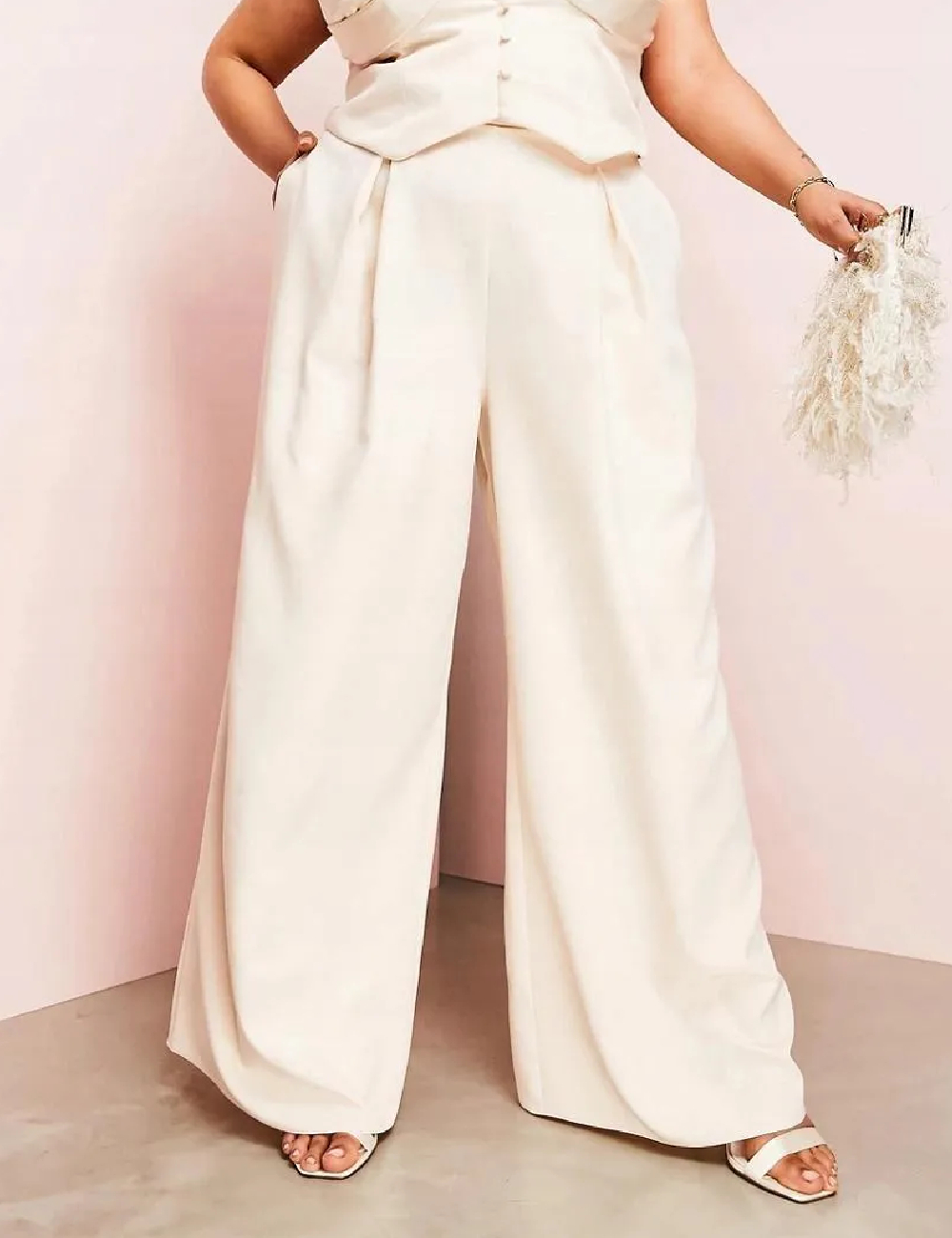 Pantaloni ASOS Curve, crem - 1 | YEO