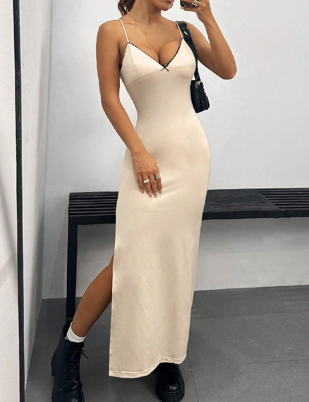 Rochie lunga SHEIN, crem