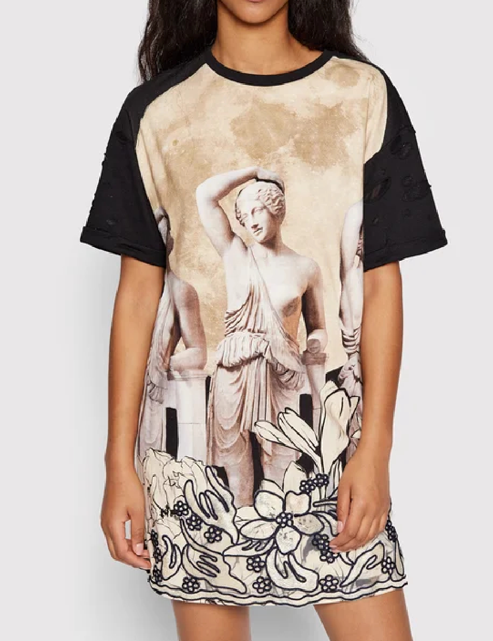 Rochie scurta Desigual, negru/bej - 1 | YEO
