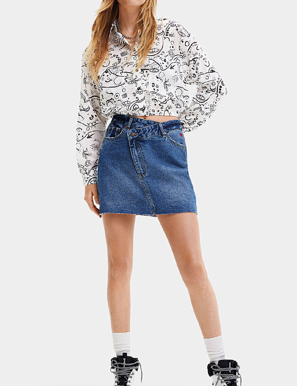Camasa Desigual, alb - 1 | YEO