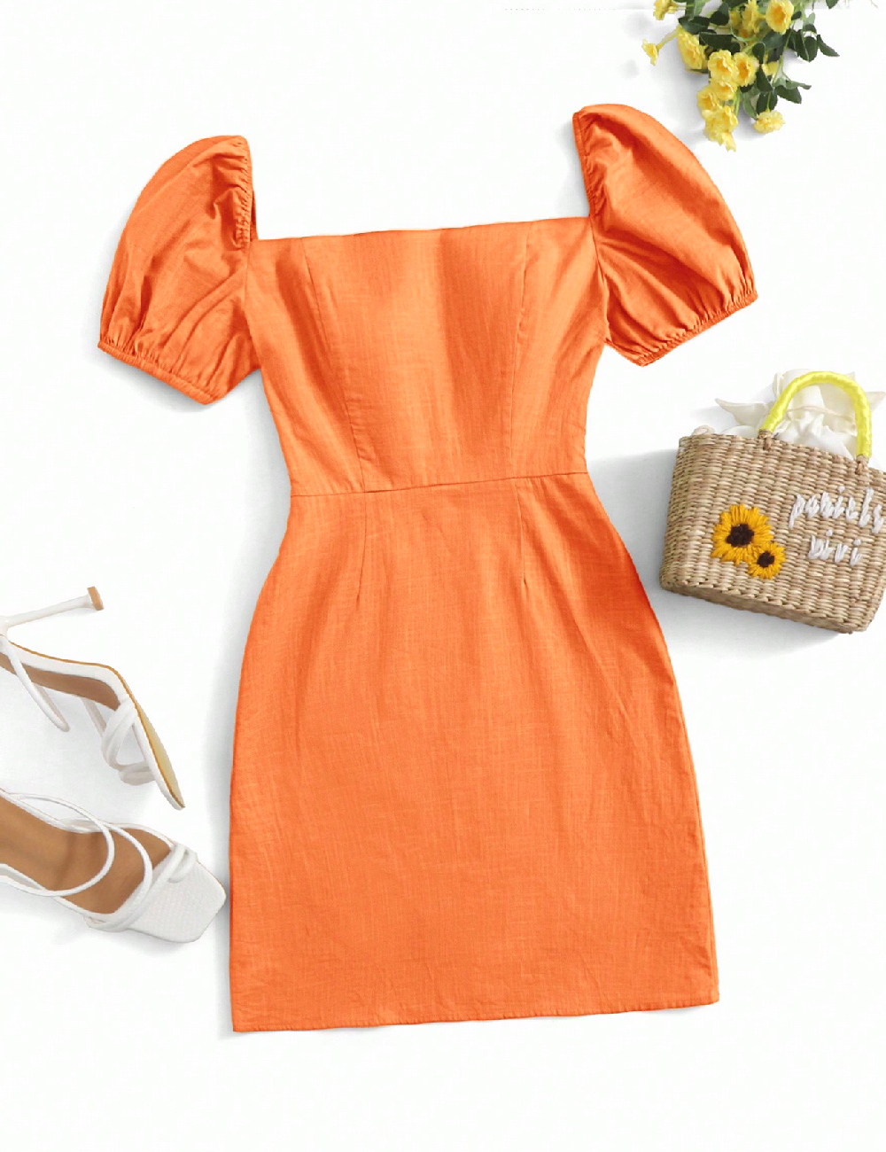Rochie scurta SHEIN, portocaliu