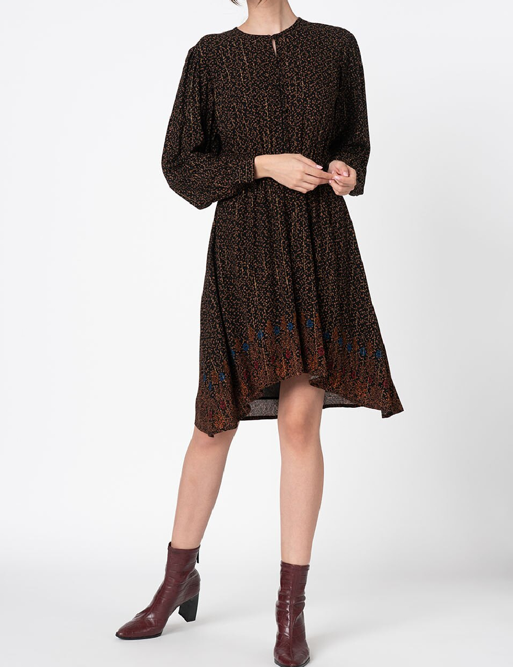 Rochie scurta Desigual, negru/maro - 1 | YEO