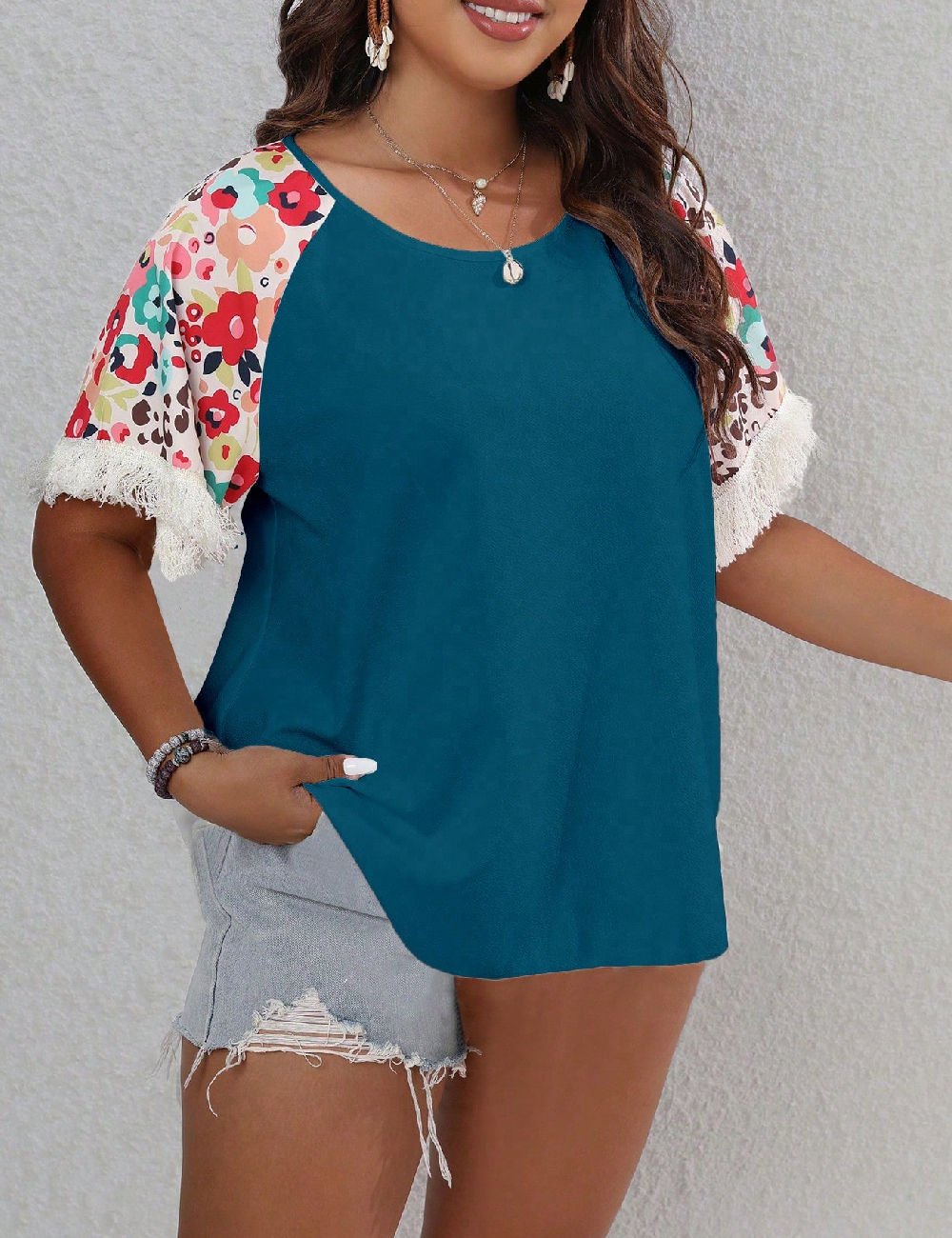 Bluza SHEIN CURVE, turcoaz