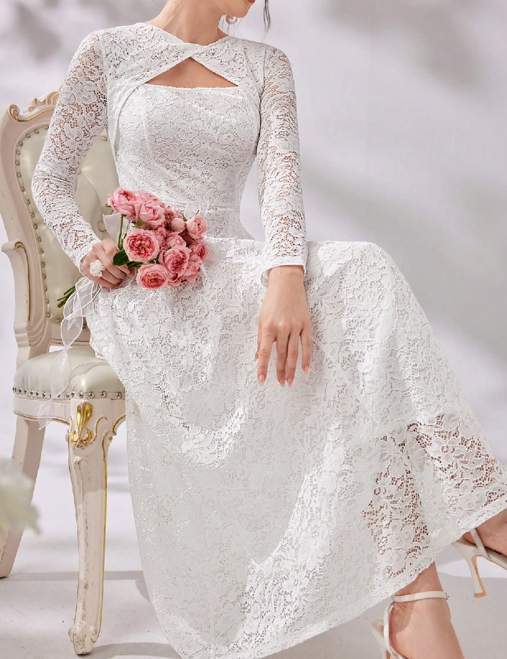 Rochie medie SHEIN, alb - 1 | YEO