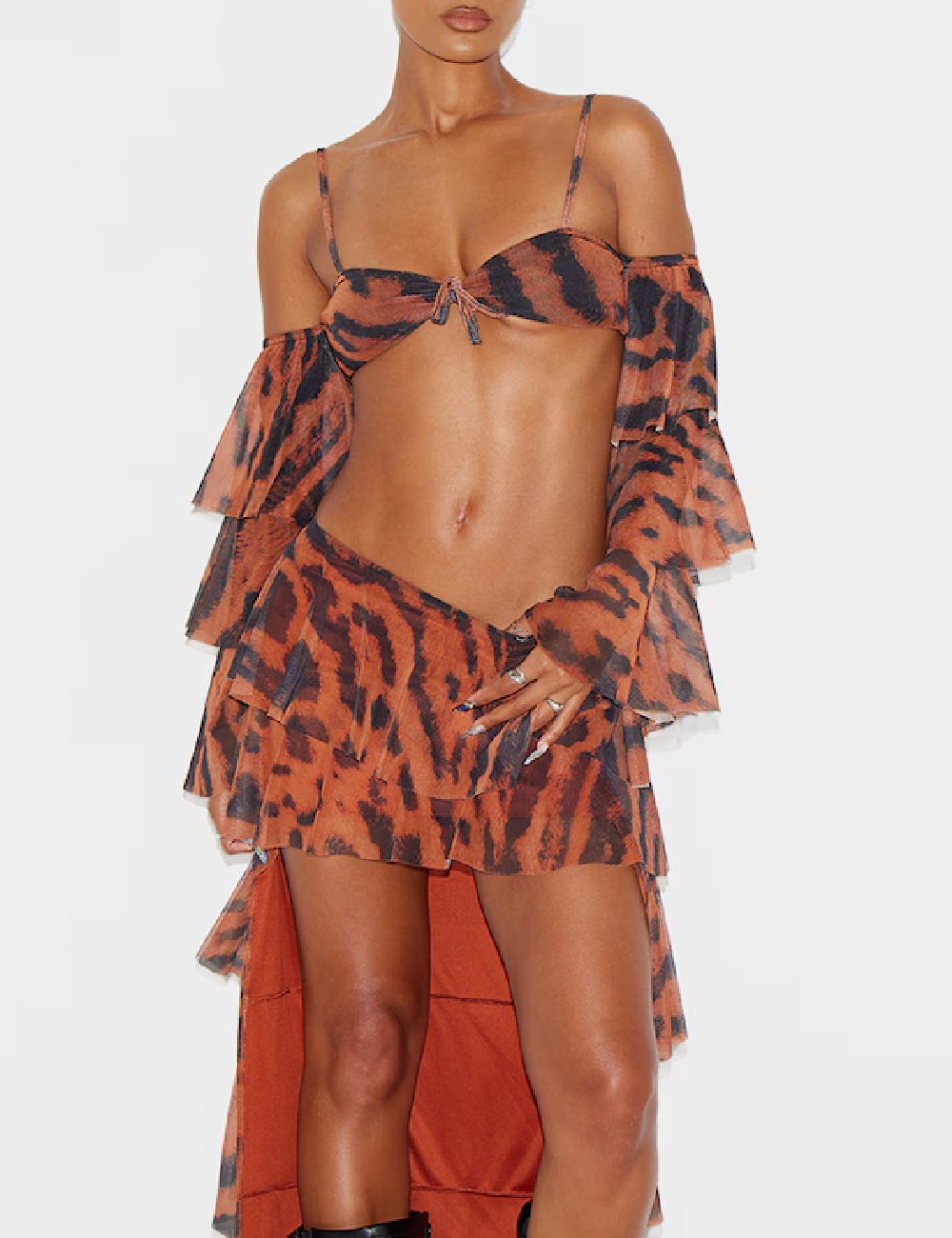 Fusta PRETTYLITTLETHING, maro - 1 | YEO