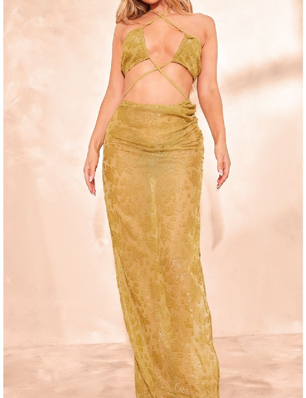 Rochie lunga PRETTYLITTLETHING, verde