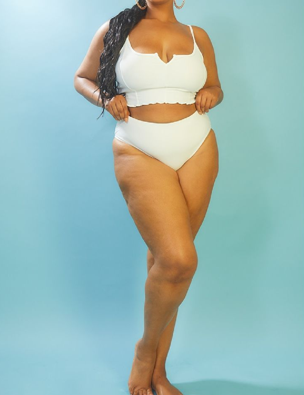 Chilot de  baie PrettyLittleThing Plus Size, alb