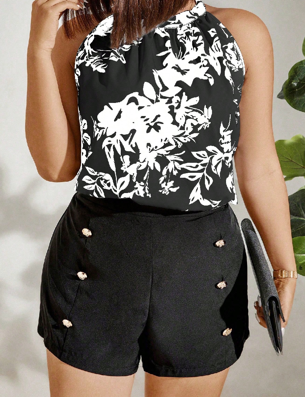 Compleu SHEIN CURVE, negru/alb