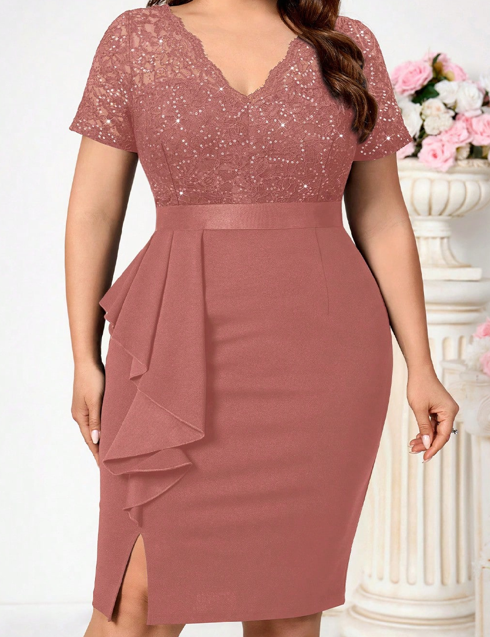 Rochie scurta MISSMAY Plus Size, roz