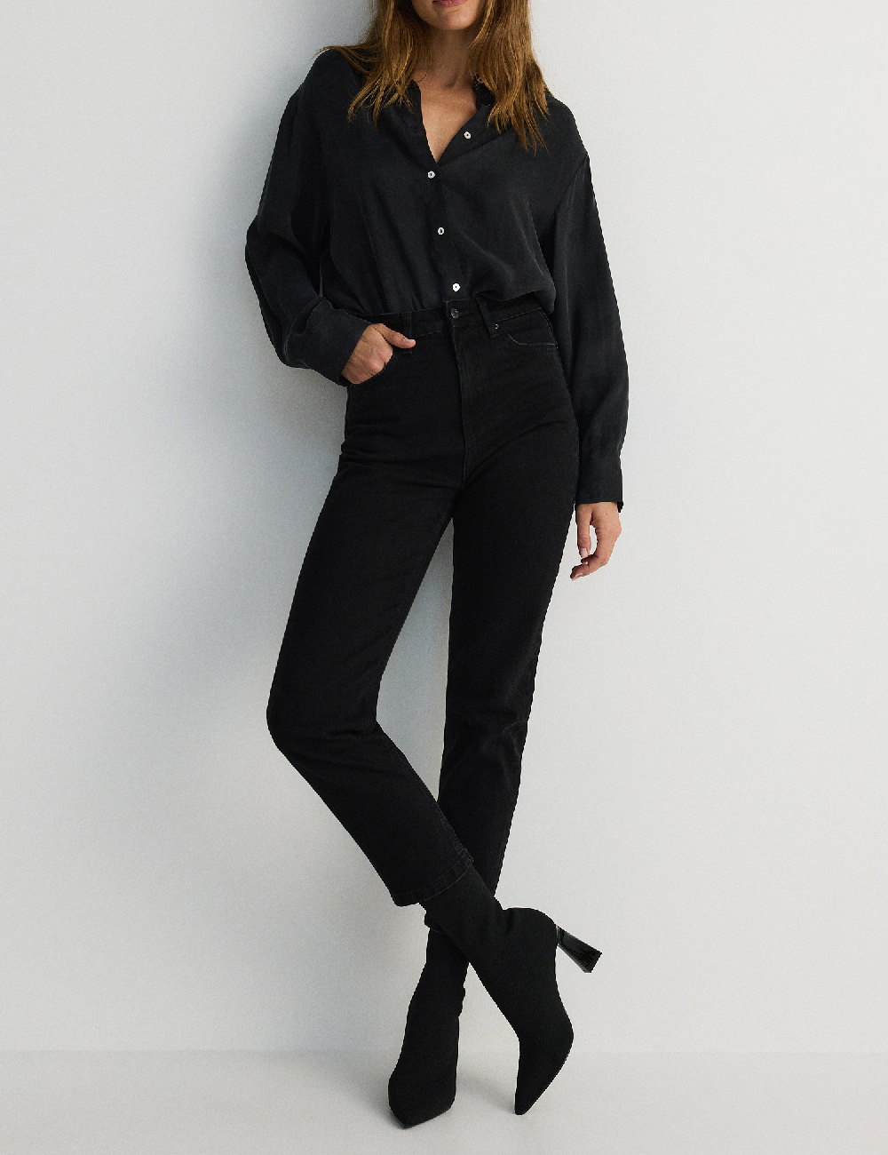 Blugi Reserved, negru - 1 | YEO