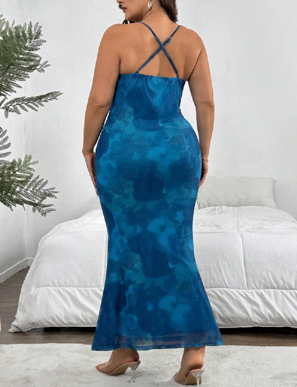 Rochie lunga SHEIN CURVE, albastru - 1 | YEO