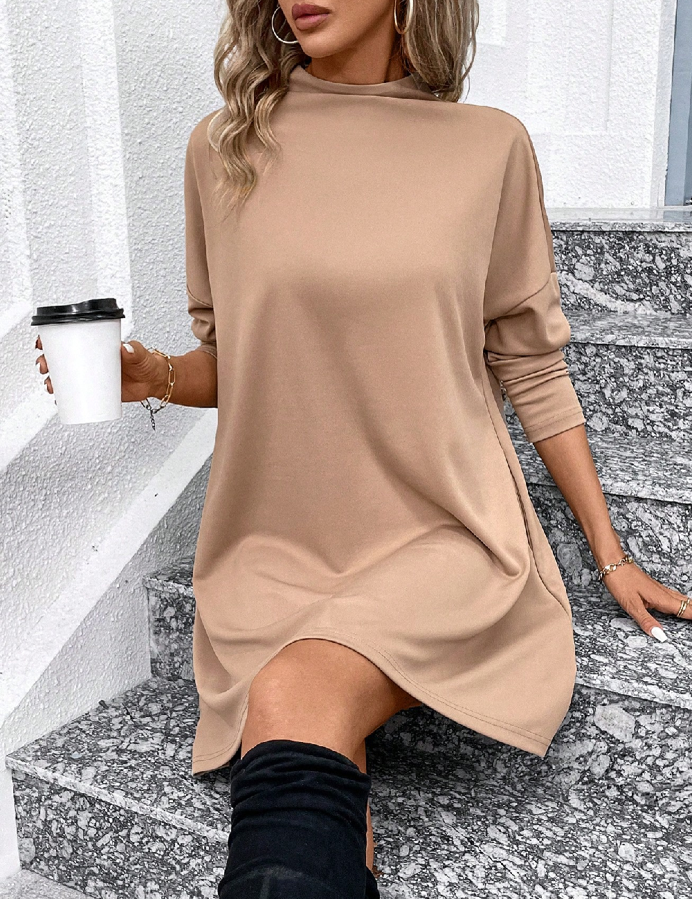 Rochie scurta SHEIN, maro - 1 | YEO