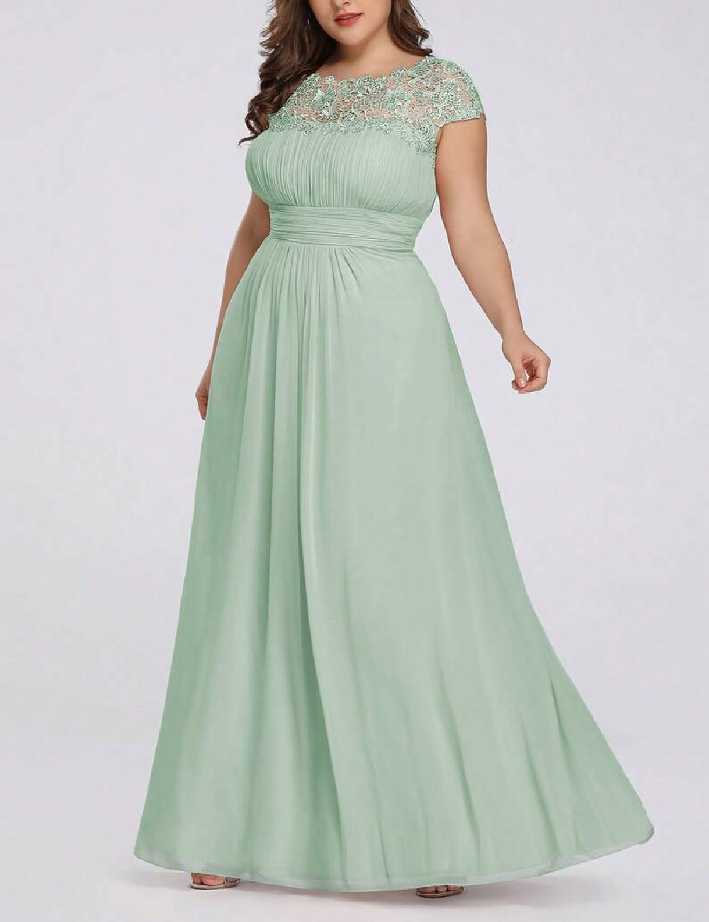 Rochie lunga Ever-Pretty Plus Size, verde