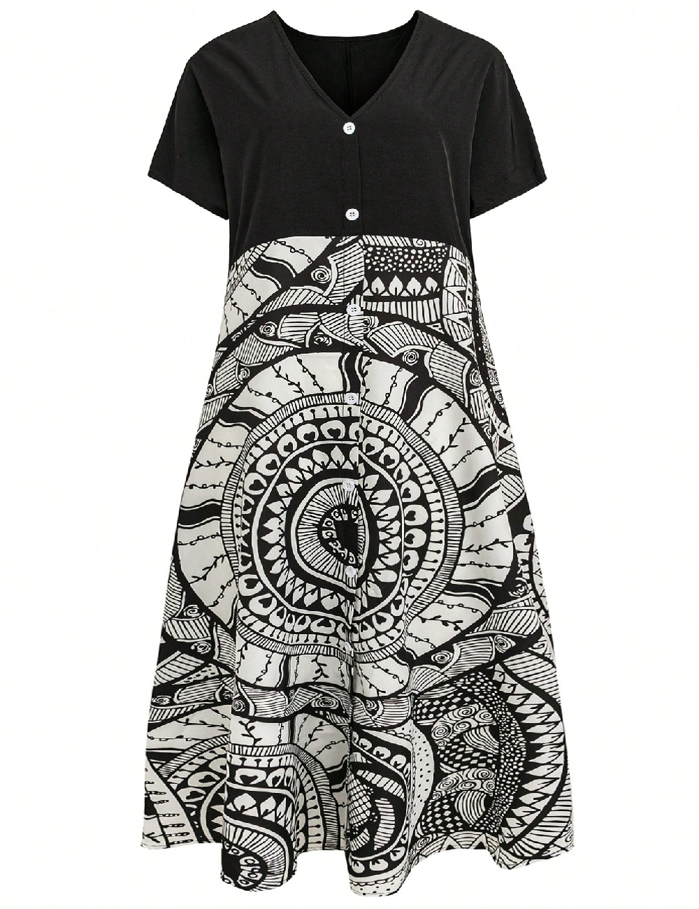 Rochie medie SHEIN, alb/negru