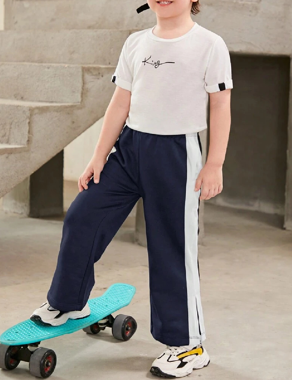 Pantaloni Shein Kids, bleumarin