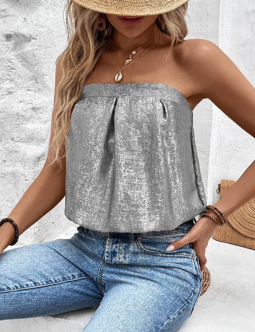Top SHEIN, argintiu