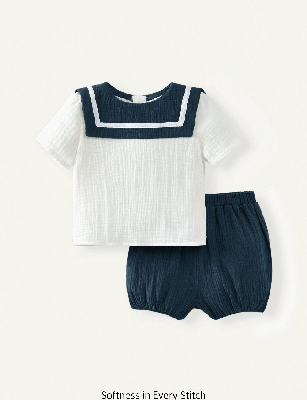 Compleu Shein Kids, alb/albastru