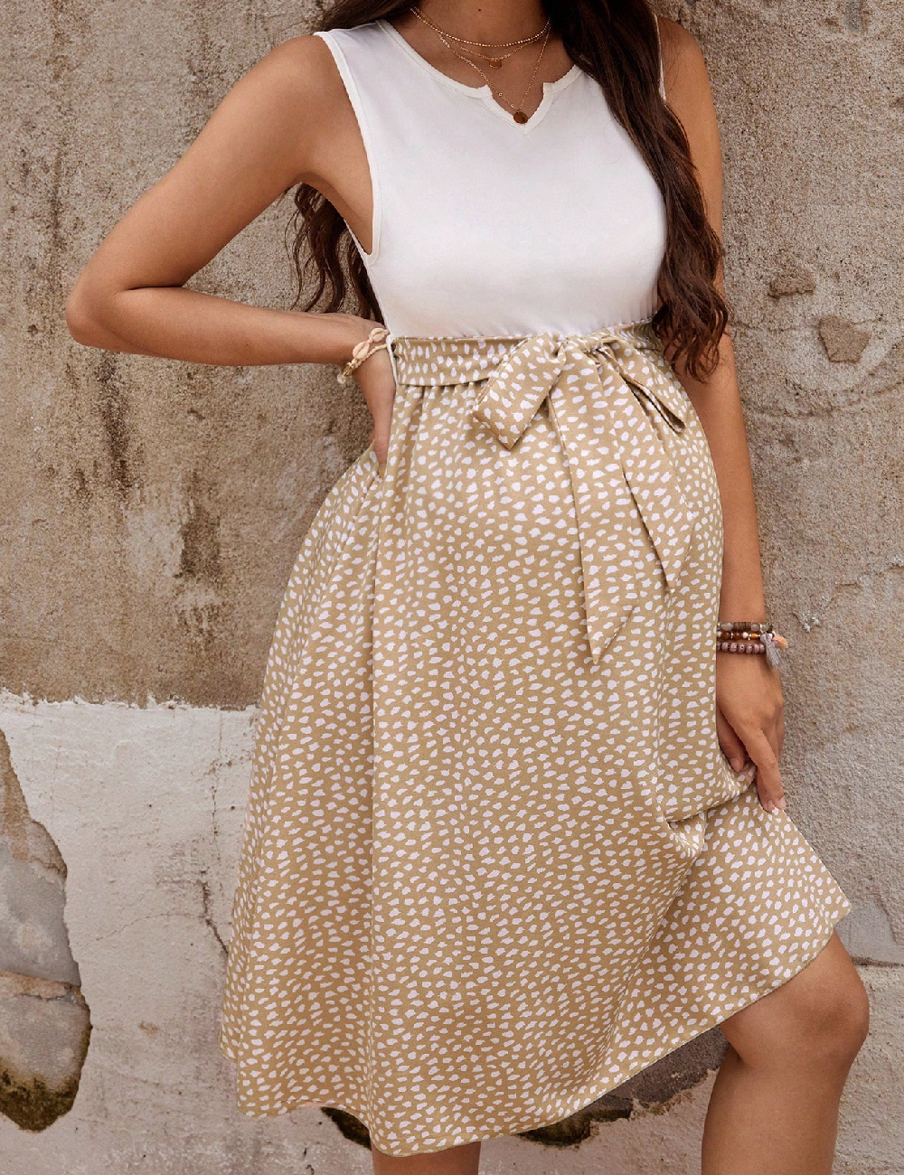 Rochie scurta SHEIN Maternity, alb/maro