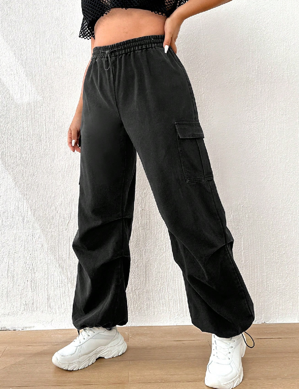 Pantaloni SHEIN CURVE, negru - 1 | YEO