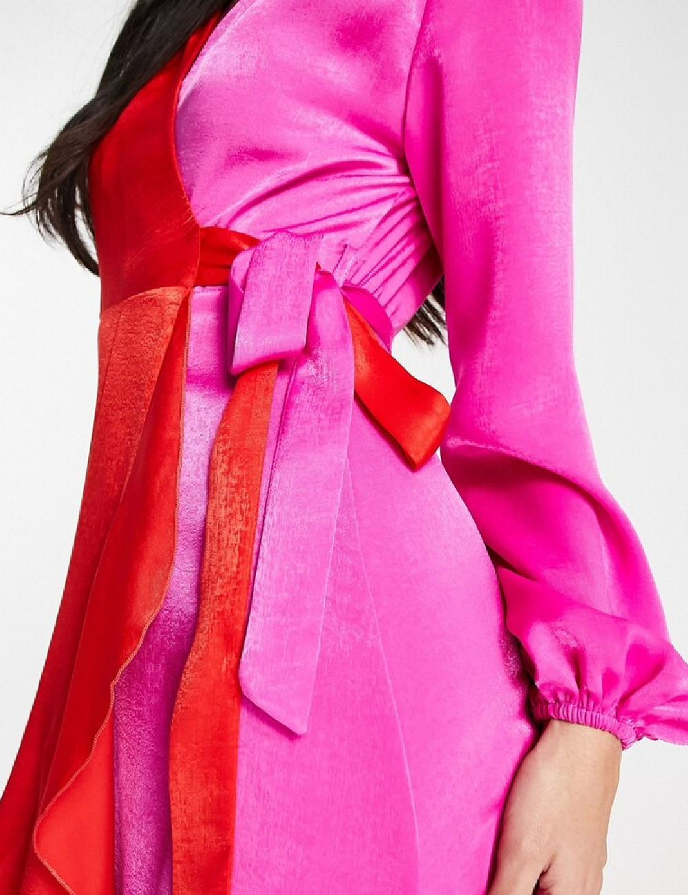 Rochie lunga Flounce London, rosu/roz - 1 | YEO