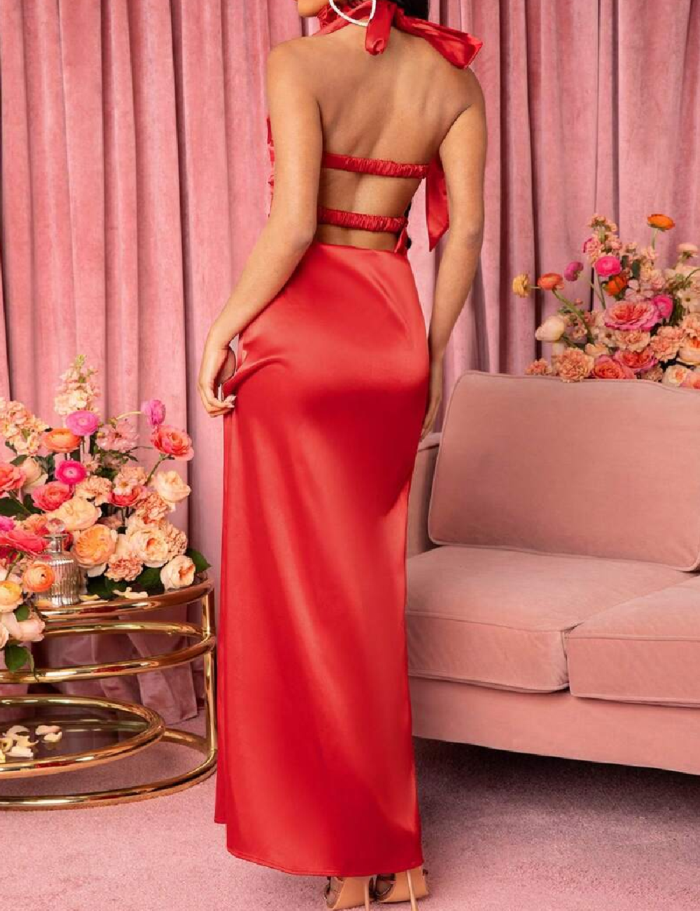 Rochie lunga SHEIN, rosu - 1 | YEO