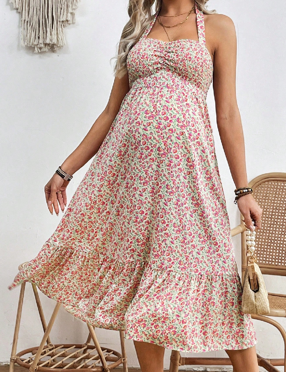 Rochie medie SHEIN Maternity, floral print