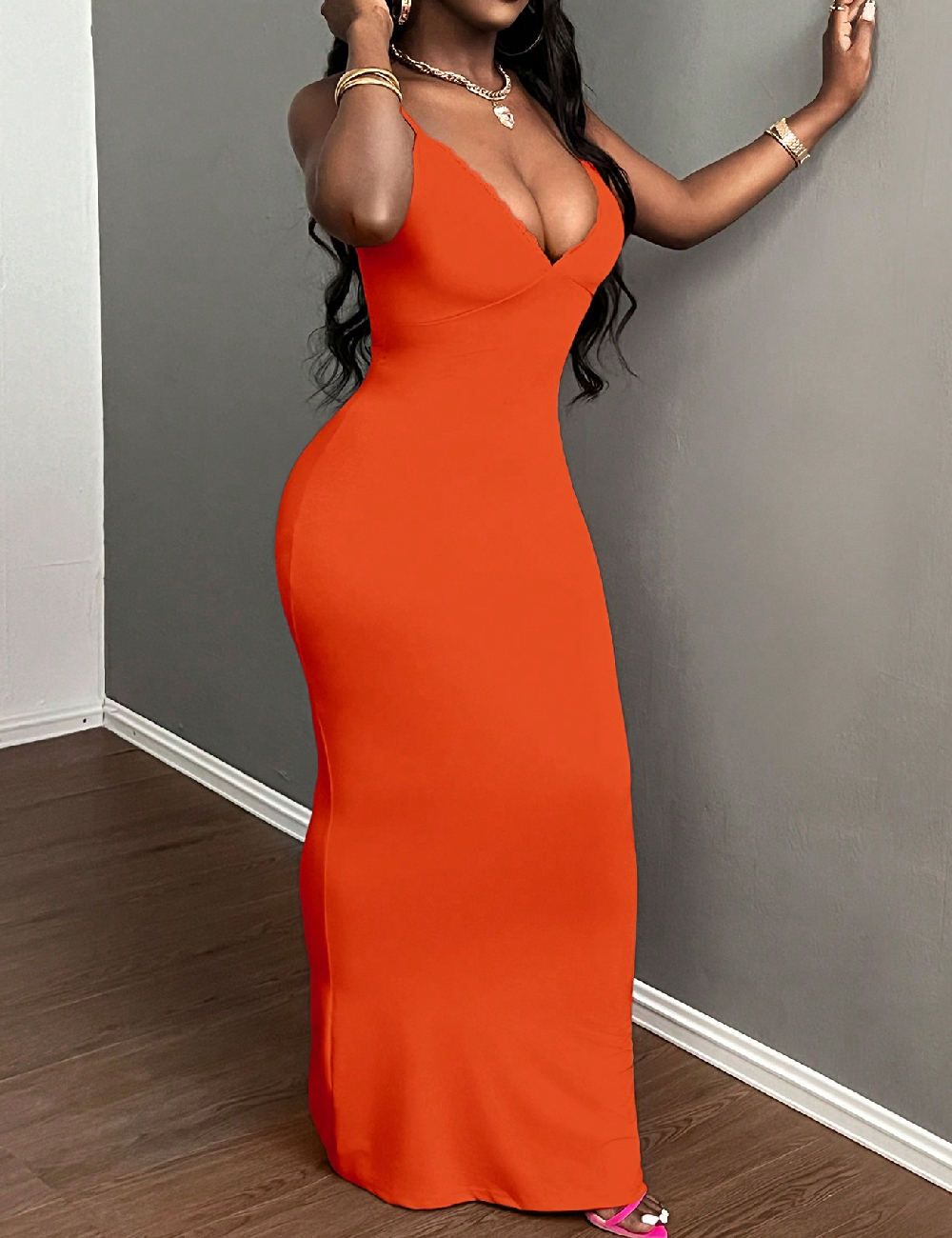 Rochie lunga SHEIN, portocaliu