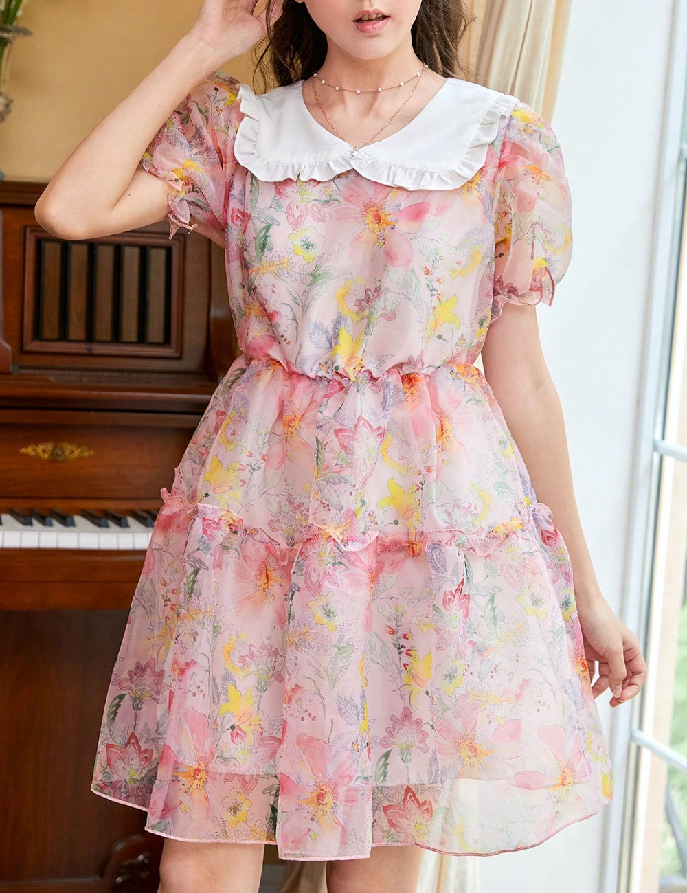 Rochie scurta Shein Kids, floral print