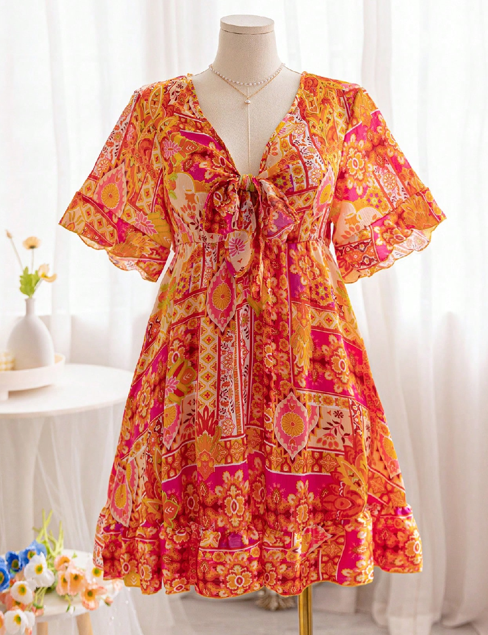 Rochie scurta SHEIN CURVE, portocaliu