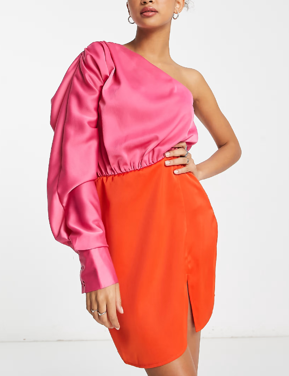 Rochie scurta IN THE STYLE, roz/portocaliu - 1 | YEO