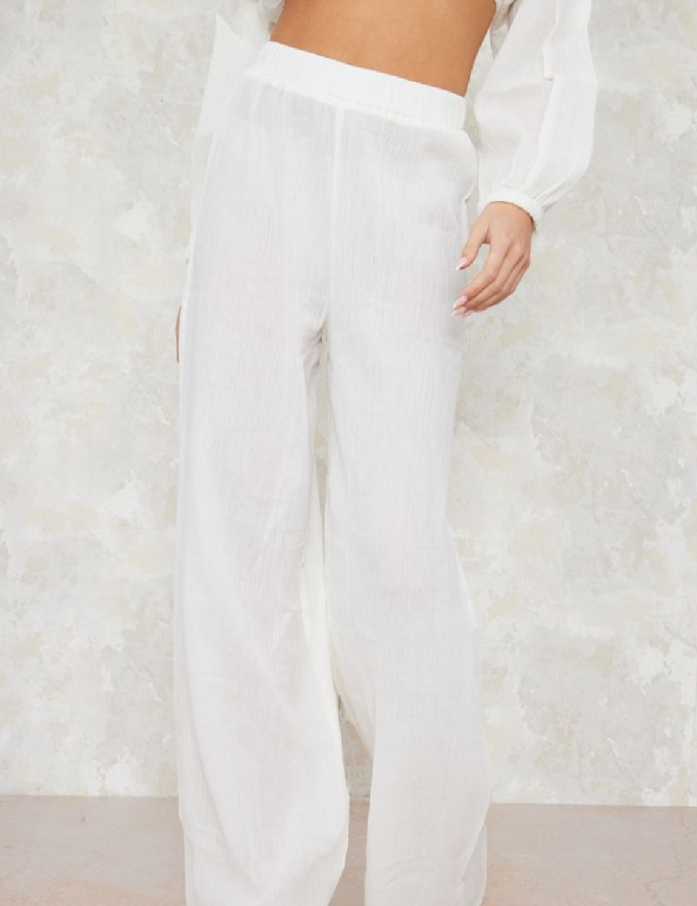 Pantaloni PrettyLittleThing, alb - 1 | YEO