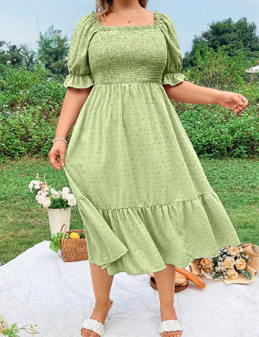 Rochie lunga SHEIN CURVE, verde