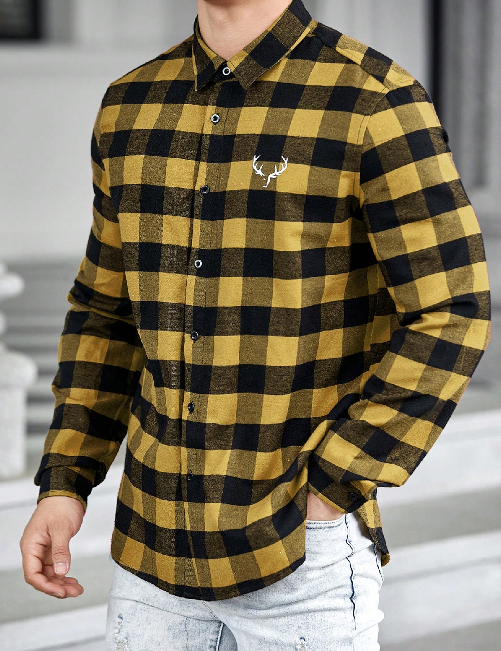 Camasa SHEIN, galben/negru