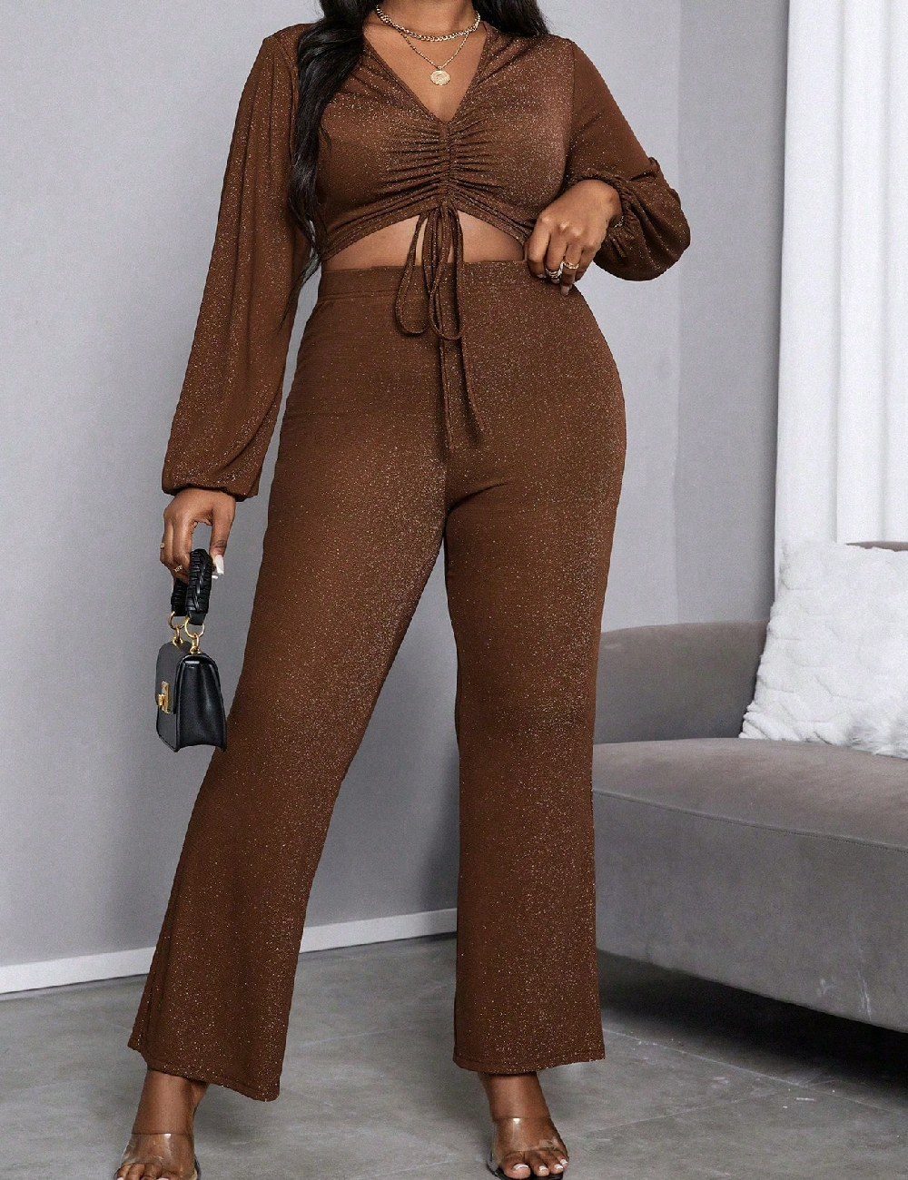 Compleu SHEIN CURVE, maro