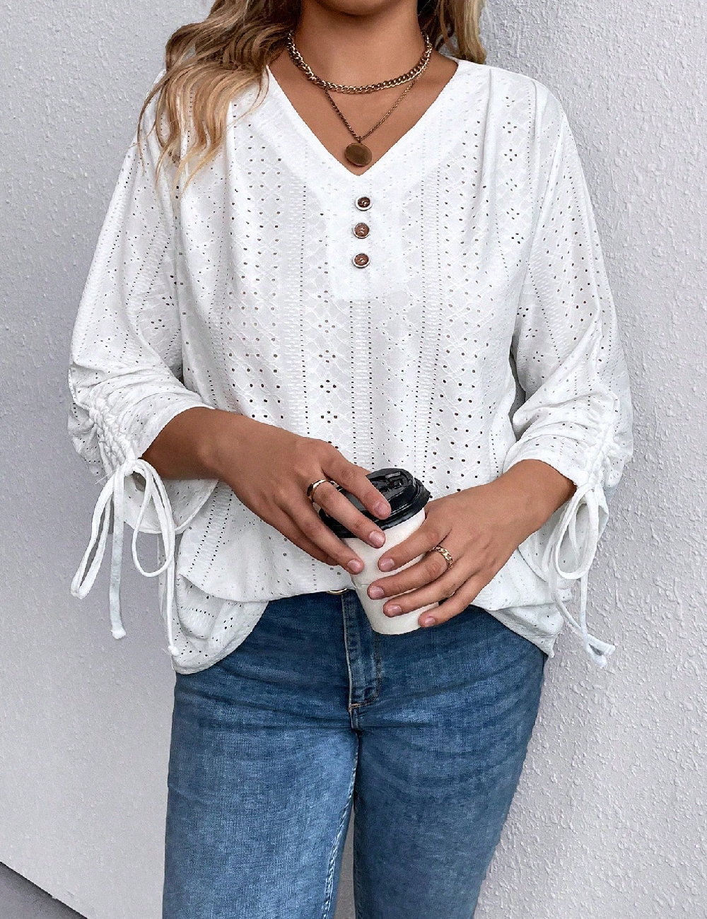Bluza SHEIN CURVE, alb