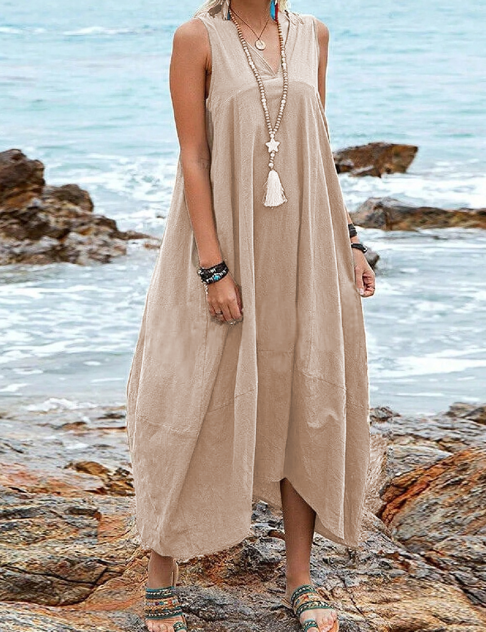 Rochie lunga SHEIN, crem