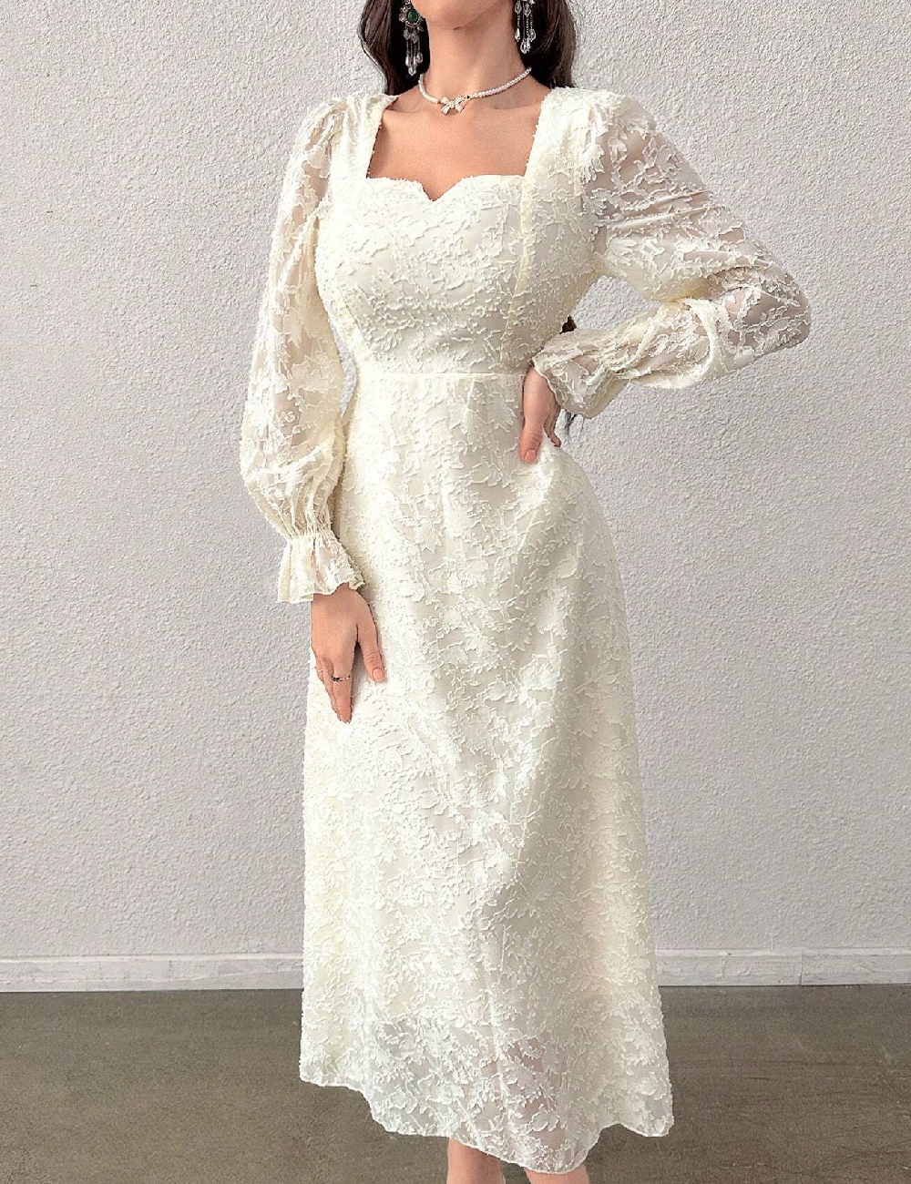 Rochie lunga SHEIN, crem