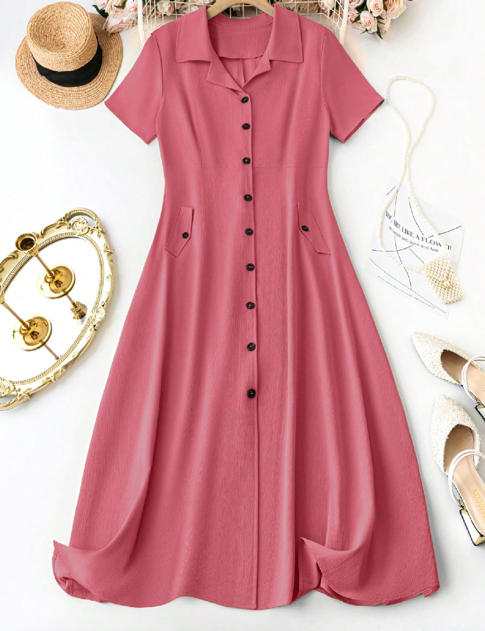 Rochie medie SHEIN CURVE, roz