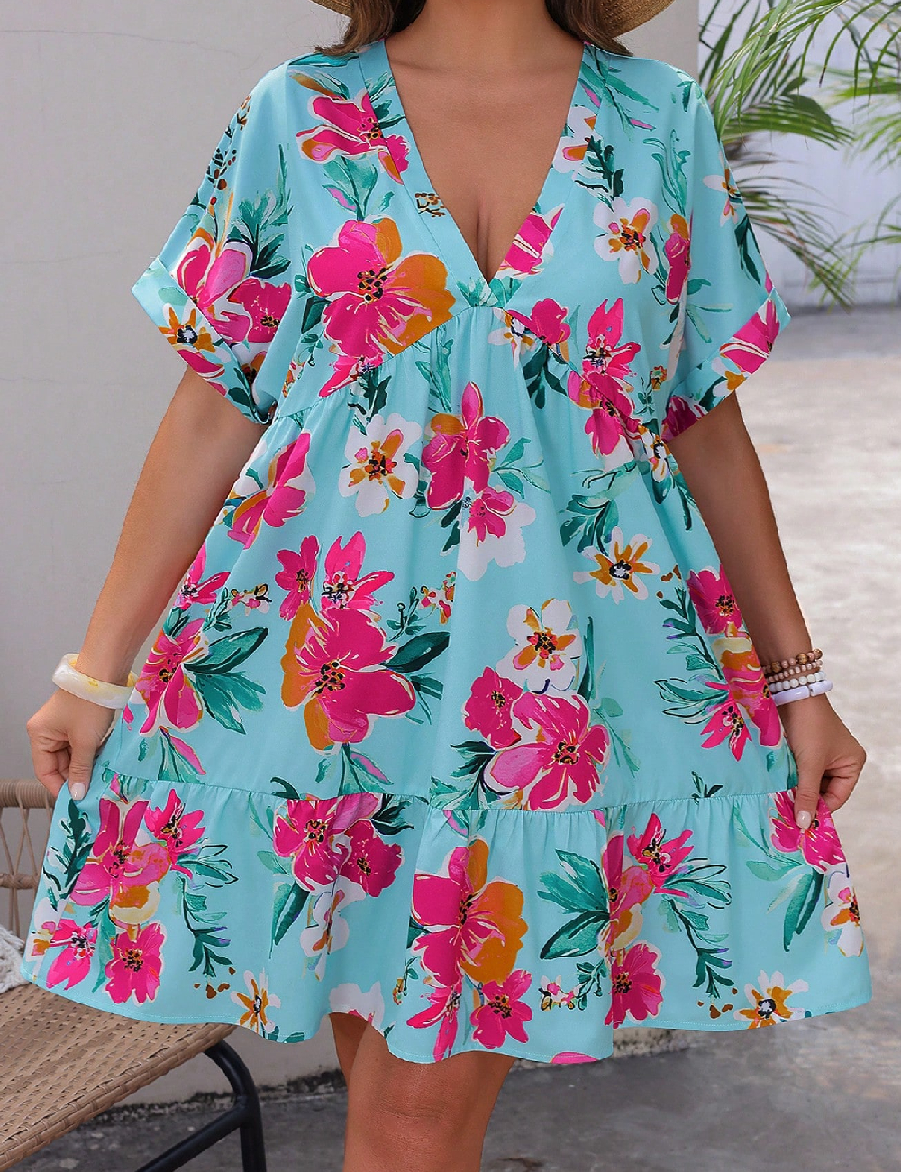 Rochie scurta SHEIN CURVE, albastru